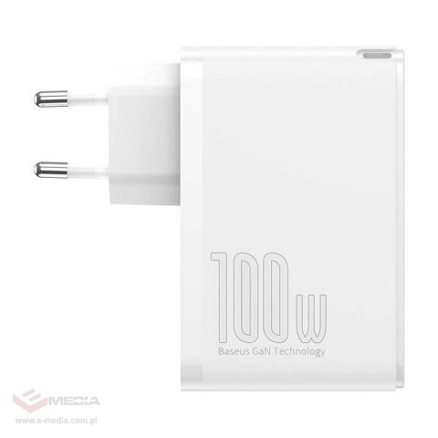 Ładowarka sieciowa Baseus GaN2 Pro, 2x USB + 2x USB-C, 100W, EU (biała)