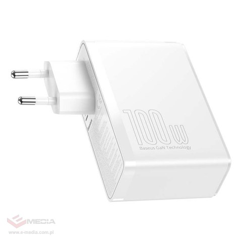 Ładowarka sieciowa Baseus GaN2 Pro, 2x USB + 2x USB-C, 100W, EU (biała)