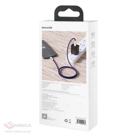 Kabel USB-C do Lightning Baseus Cafule, PD, 20W, 1m (fioletowy)