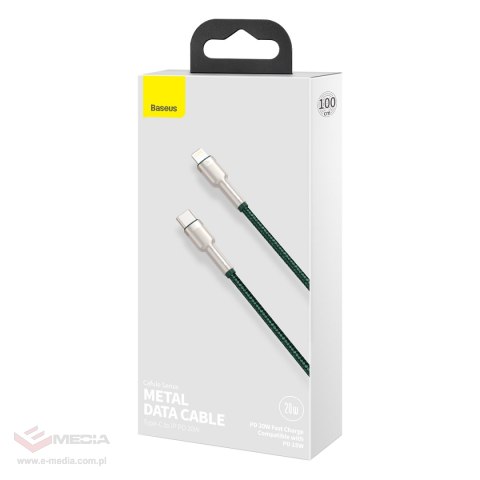 Kabel USB-C do Lightning Baseus Cafule, PD, 20W, 1m (zielony)