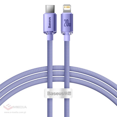 Kabel USB-C do Lightning Baseus Crystal Shine, 20W, PD, 1.2m (fioletowy)