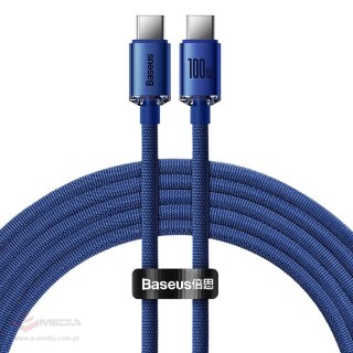 Kabel USB-C do USB-C Baseus Crystal Shine, 100W, 1.2m (niebieski)