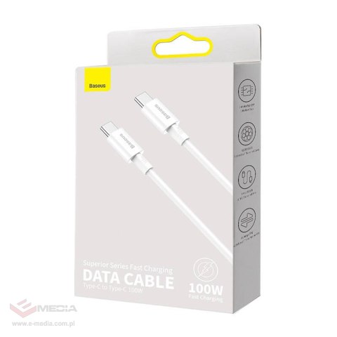 Kabel USB-C do USB-C Baseus Superior Series, 100W, 2m (biały)