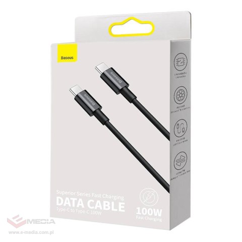 Kabel USB-C do USB-C Baseus Superior Series, 100W, 2m (czarny)
