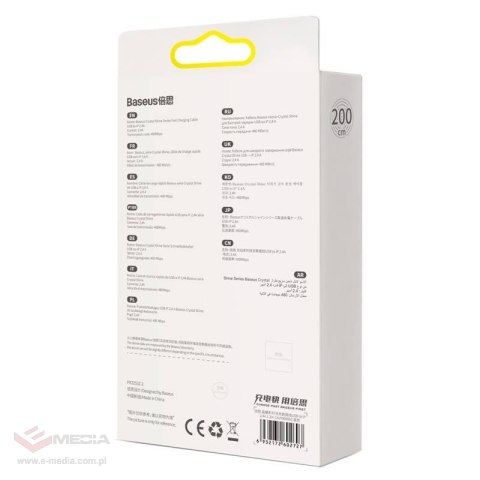 Kabel USB do Lightning Baseus Crystal Shine, 2.4A, 2m (niebieski)