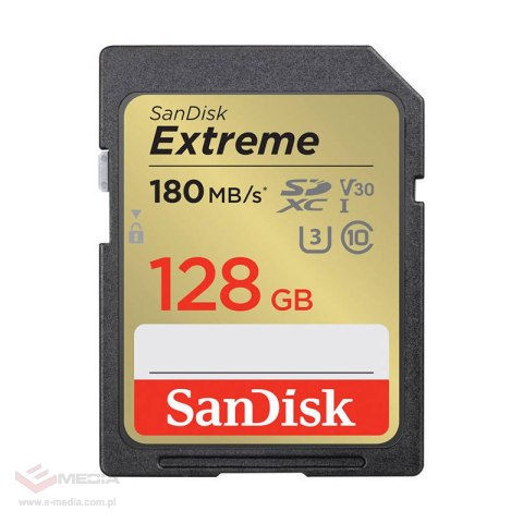 Karta pamięci SANDISK EXTREME SDXC 128 GB 180/90 MB/s UHS-I U3 (SDSDXVA-128G-GNCIN)