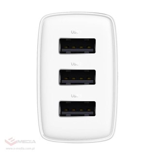 Ładowarka sieciowa Baseus Compact Quick Charger, 3x USB, 17W (biała)