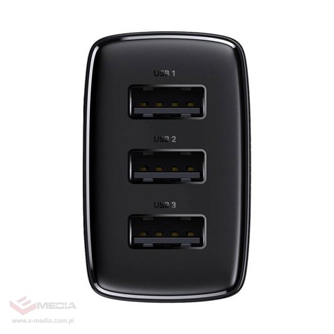 Ładowarka sieciowa Baseus Compact Quick Charger, 3x USB, 17W (czarna)