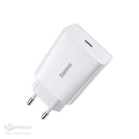 Ładowarka sieciowa Baseus Speed Mini Quick Charger, USB-C, PD, 3A, 20W (biała)