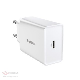 Ładowarka sieciowa Baseus Speed Mini Quick Charger, USB-C, PD, 3A, 20W (biała)