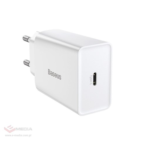 Ładowarka sieciowa Baseus Speed Mini Quick Charger, USB-C, PD, 3A, 20W (biała)