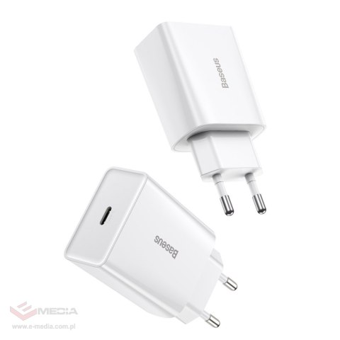 Ładowarka sieciowa Baseus Speed Mini Quick Charger, USB-C, PD, 3A, 20W (biała)