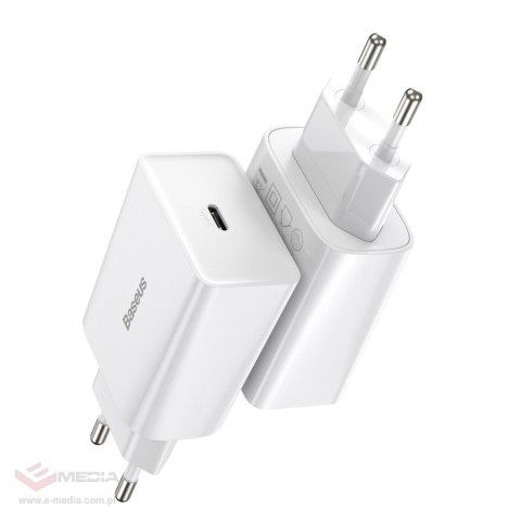 Ładowarka sieciowa Baseus Speed Mini Quick Charger, USB-C, PD, 3A, 20W (biała)