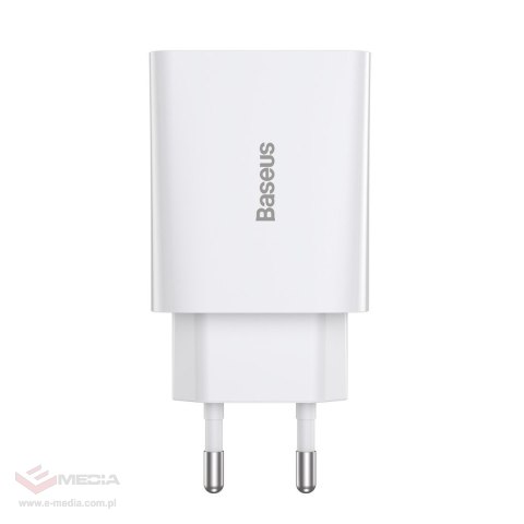 Ładowarka sieciowa Baseus Speed Mini Quick Charger, USB-C, PD, 3A, 20W (biała)