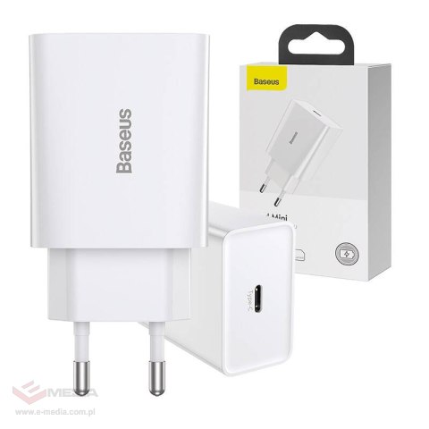 Ładowarka sieciowa Baseus Speed Mini Quick Charger, USB-C, PD, 3A, 20W (biała)