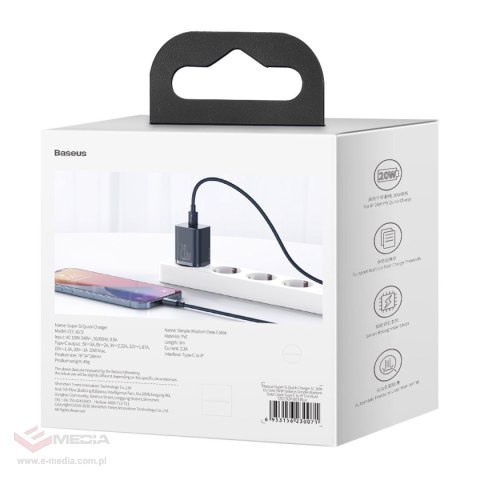 Ładowarka sieciowa Baseus Super Si Quick Charger 1C 20W z przewodem USB-C do Lightning 1m (niebieska)