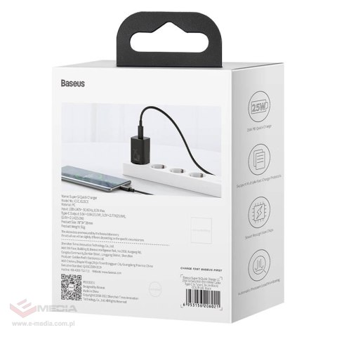 Ładowarka sieciowa Baseus Super Si Quick Charger 1C 25W (czarna)