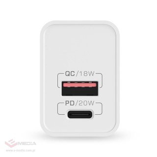 Ładowarka sieciowa Blitzwolf BW-S20, USB, USB-C, 20W (biała)