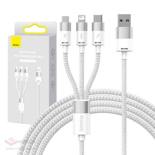 Kabel USB 3w1 Baseus StarSpeed, USB-C + micro USB + Lightning, 3,5A, 1.2m (biały)