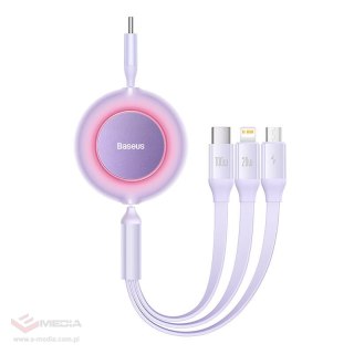 Kabel USB-C 3w1 Baseus Bright Mirror 4, micro USB / Lightning / USB-C, 100W / 3.5A, 1.1m (fioletowy)