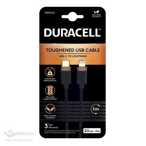 Kabel USB-C do Lightning Duracell 1m (czarny)