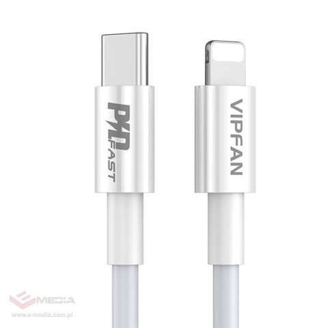 Kabel USB-C do Lightning VFAN P01, 3A, PD, 1m (biały)