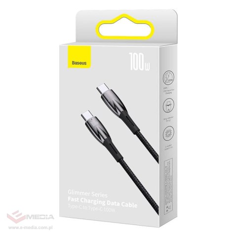 Kabel USB-C do USB-C Baseus Glimmer, 100W, 1m (czarny)