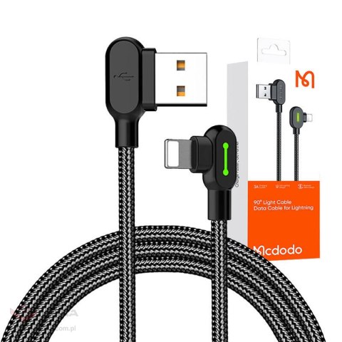 Kabel USB do Lightning, Mcdodo CA-4673, kątowy, 1.8m (czarny)