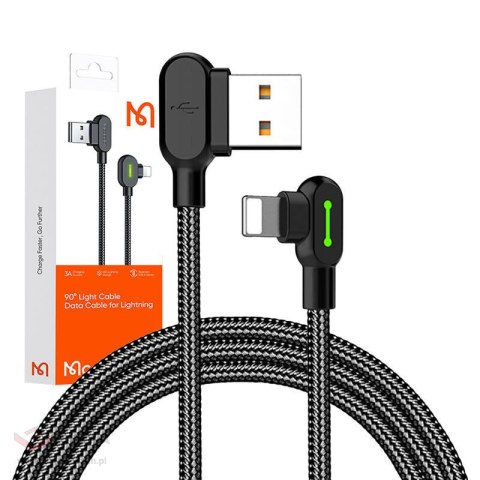 Kabel USB do Lightning kątowy Mcdodo CA-4674 LED, 0.5m (czarny)