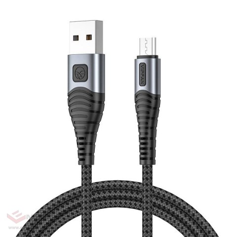 Kabel USB do Micro USB VFAN X10, 3A, 1.2m, z oplotem (czarny)