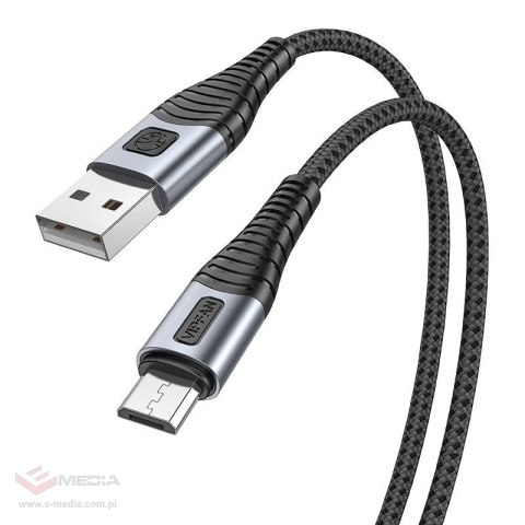 Kabel USB do Micro USB VFAN X10, 3A, 1.2m, z oplotem (czarny)