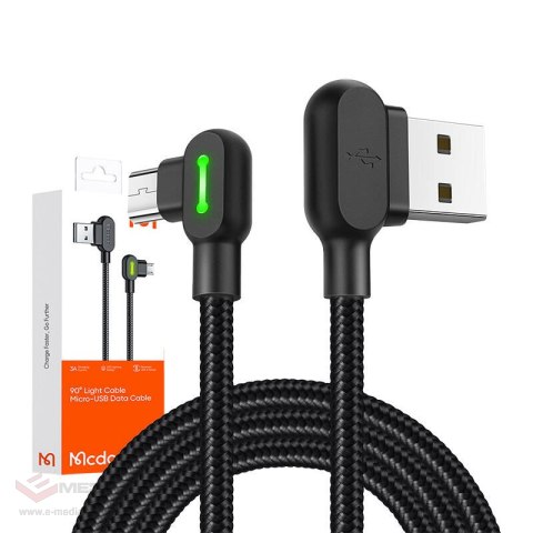 Kabel USB do Micro USB kątowy Mcdodo CA-5280 LED, 3m (czarny)