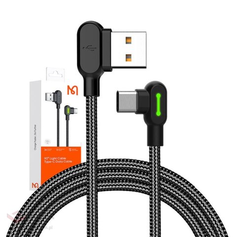 Kabel USB do USB-C kątowy Mcdodo CA-5280 LED, 1.2m (czarny)