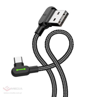 Kabel USB do USB-C kątowy Mcdodo CA-5282 LED, 1.8m (czarny)