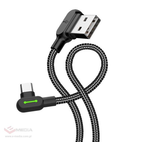 Kabel USB do USB-C kątowy Mcdodo CA-5283 LED, 3m (czarny)