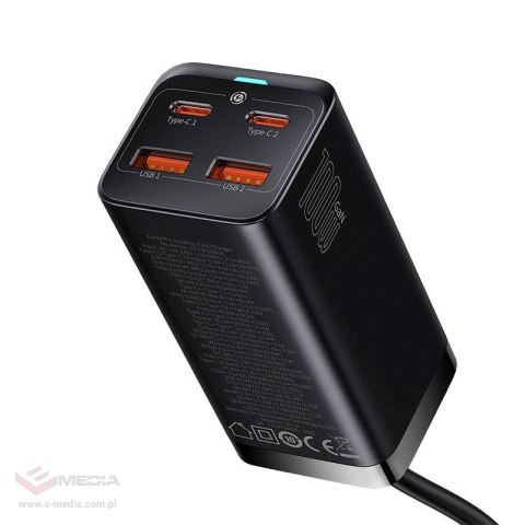 Ładowarka sieciowa Baseus GaN3 Pro 2xUSB-C + 2xUSB, 100W (czarna)