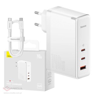 Ładowarka sieciowa Baseus GaN5 Pro 2xUSB-C + USB, 140W (biała)