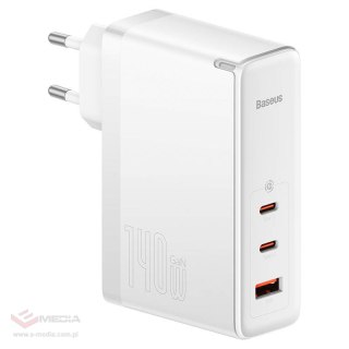 Ładowarka sieciowa Baseus GaN5 Pro 2xUSB-C + USB, 140W (biała)