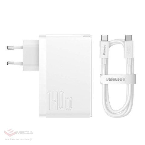 Ładowarka sieciowa Baseus GaN5 Pro 2xUSB-C + USB, 140W (biała)