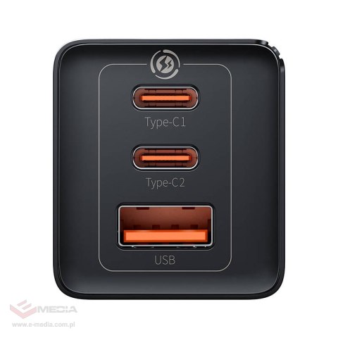 Ładowarka sieciowa Baseus GaN5 Pro 2xUSB-C + USB, 65W (czarna)