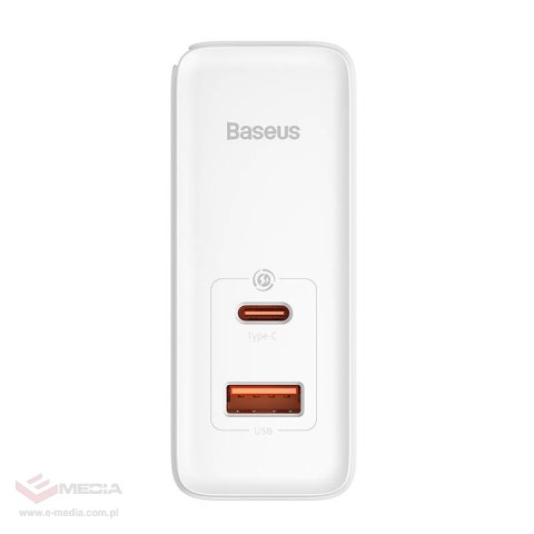 Ładowarka sieciowa Baseus GaN5 Pro, USB-C + USB, 100W + kabel (biała)