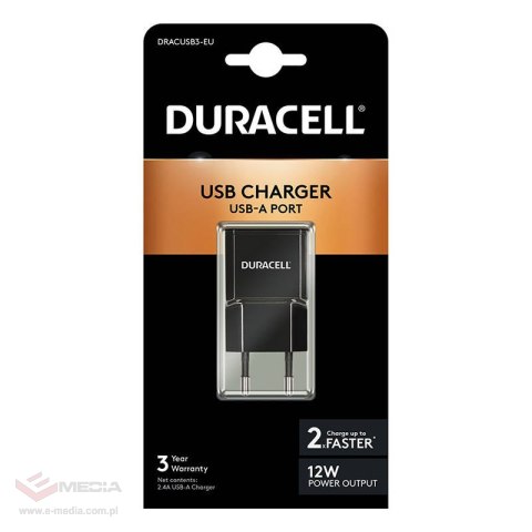 Ładowarka sieciowa Duracell USB 2.4A (czarna)