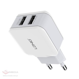 Ładowarka sieciowa LDNIO A2202, 2x USB, 12W (biała)