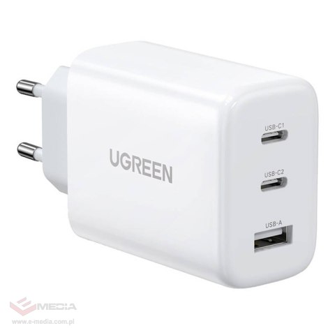 Ładowarka sieciowa UGREEN CD275, 2x USB-C, 1x USB, 65W (biały)