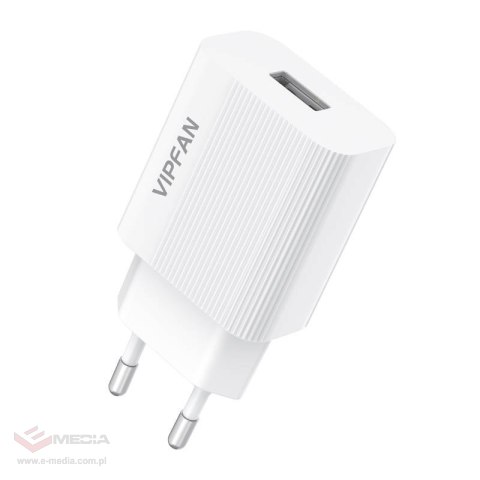 Ładowarka sieciowa VFAN E01, 1x USB, 2.4A + kabel Lightning (biała)