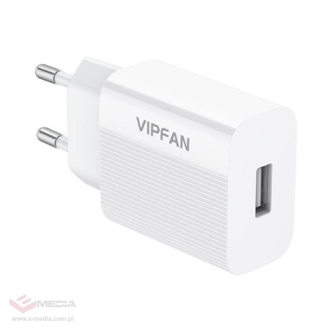 Ładowarka sieciowa VFAN E01, 1x USB, 2.4A + kabel Lightning (biała)