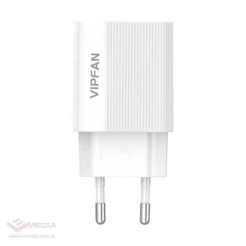 Ładowarka sieciowa VFAN E01, 1x USB, 2.4A + kabel Micro USB (biała)