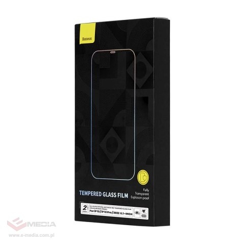 Szkło hartowane z powłoką przeciwpyłową i filtrem światła niebieskiego 0.3mm Baseus Crystal do iPhone 14/13/13 Pro (2szt)