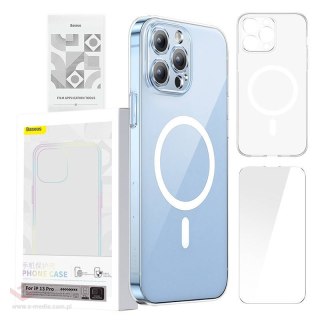 Etui ochronne Baseus Magnetic Crystal Clear do iPhone 13 Pro (transparentne) + szkło hartowane + zestaw czyszczący