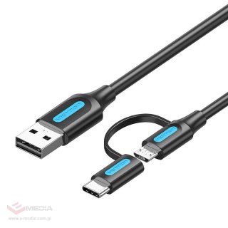 Kabel 2w1 USB 2.0 do USB-C/Micro USB Vention CQDBF 1m (czarny)